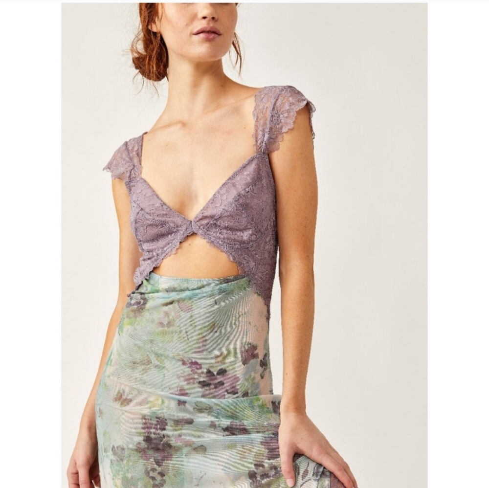 **1 XL Left!!**Free People Suddenly Fine Maxi Slip Dress / Moss Combo - Picture 12 of 15